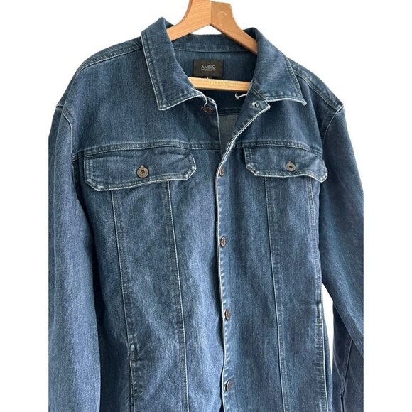 AMBIG Men's Sz XL Blue Denim Jean Jacket Button Down the Front - Picture 2 of 8